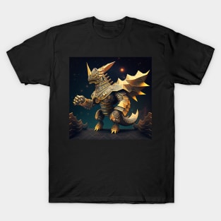 gold  sparks kaiju dragon ecopop armored beast T-Shirt